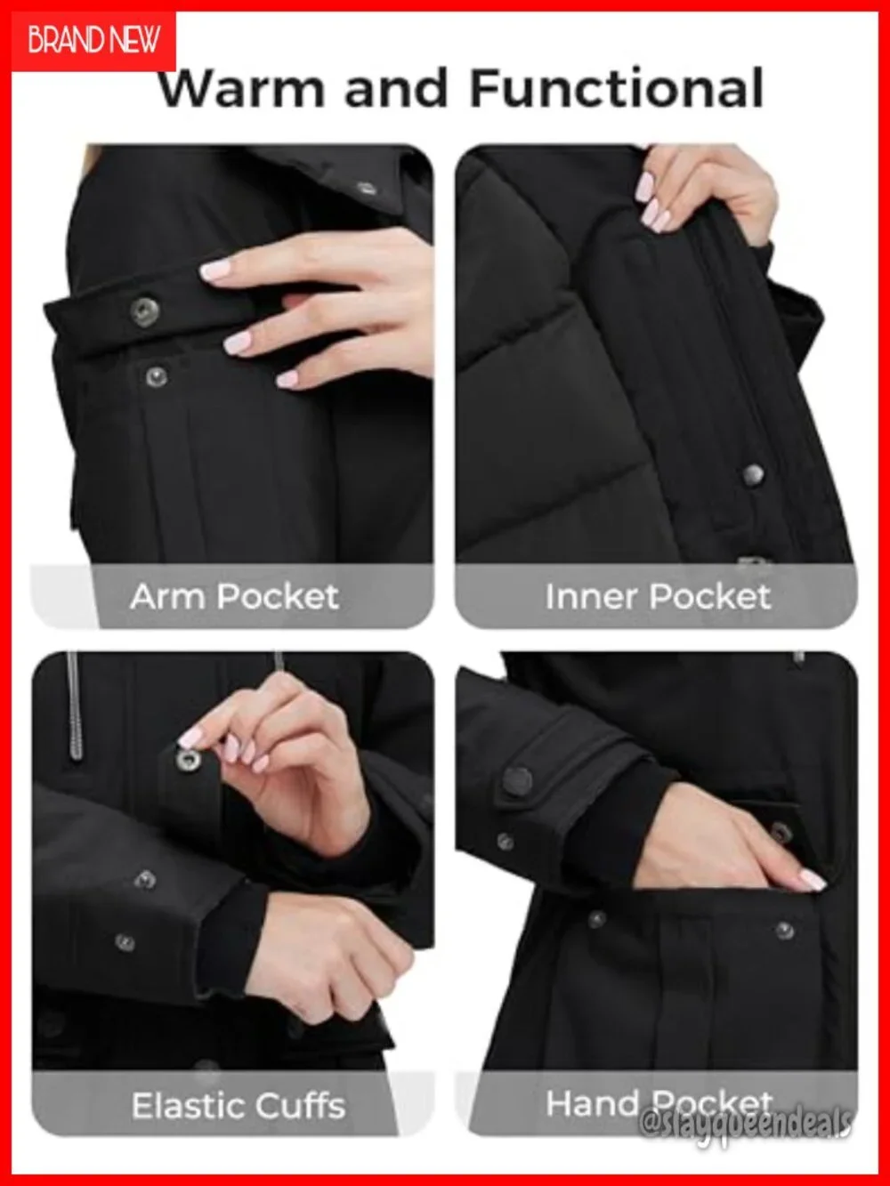 Women's Quilted Puffer Jacket Waterproof Heavyweight Parka with Removable Hood